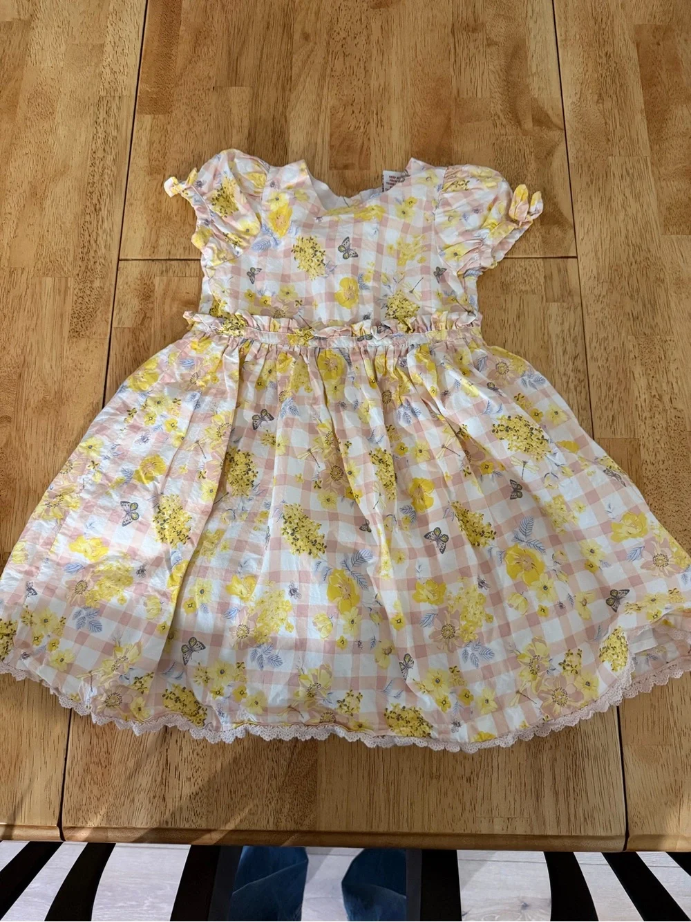 Haute Hippie Girls Yellow and White Floral Gingham Dress